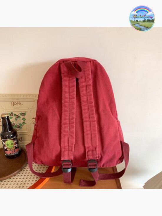 Vintage Canvas Backpack with Laptop Sleeve, Boho School Daypack, Y2K Aesthetic main image 3